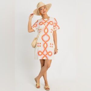 Brand new THML White and Orange Midi Dress